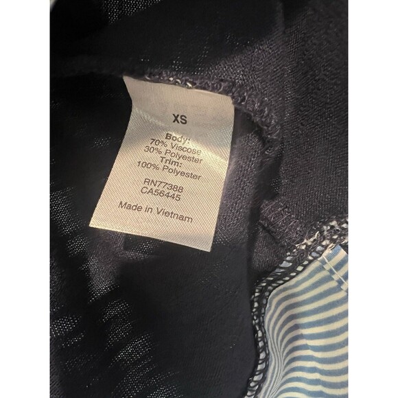 J Crew Drapey Tank Top Navy Blue With Stripe Pattern Silky Hem Size XS - Picture 4 of 5